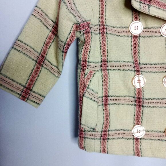 Cradle Togs Infant Toddler Lined Pea Coat Girls Plaid Button Front Pockets 18M - Picture 3 of 5